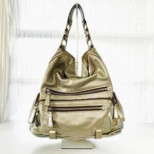 Rare COACH Gold Cam Textured Metallic Leather Extra Large Hobo Bag 14089 Y2K